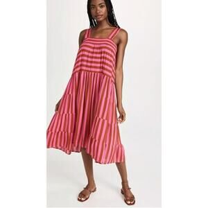 Natalie Martin Jasmine Lightweight Vivid Pink Striped Dress Size Medium